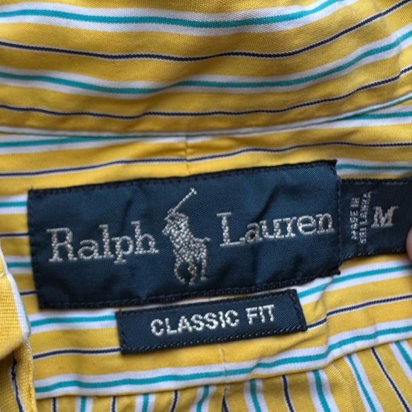Ralph Lauren Yellow and Blue (aqua) Striped Button Down Shirt Size‎ M - Picture 4 of 5